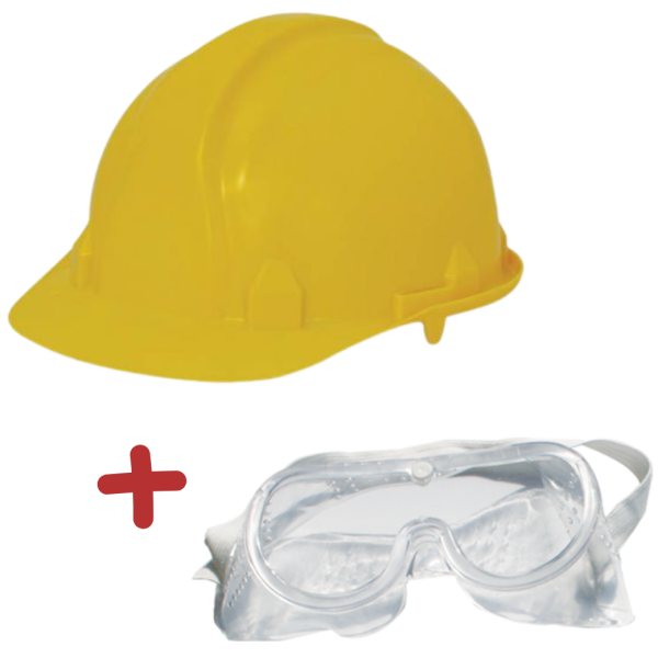 Hard Hat & Clear Safety Goggles Set