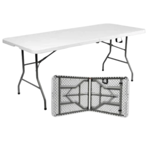 Heavy Duty Rectangle Folding Trestle Table - 180CM Wide - White