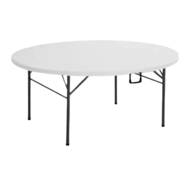 Heavy Duty Round Folding Trestle Table - 180CM Wide - White